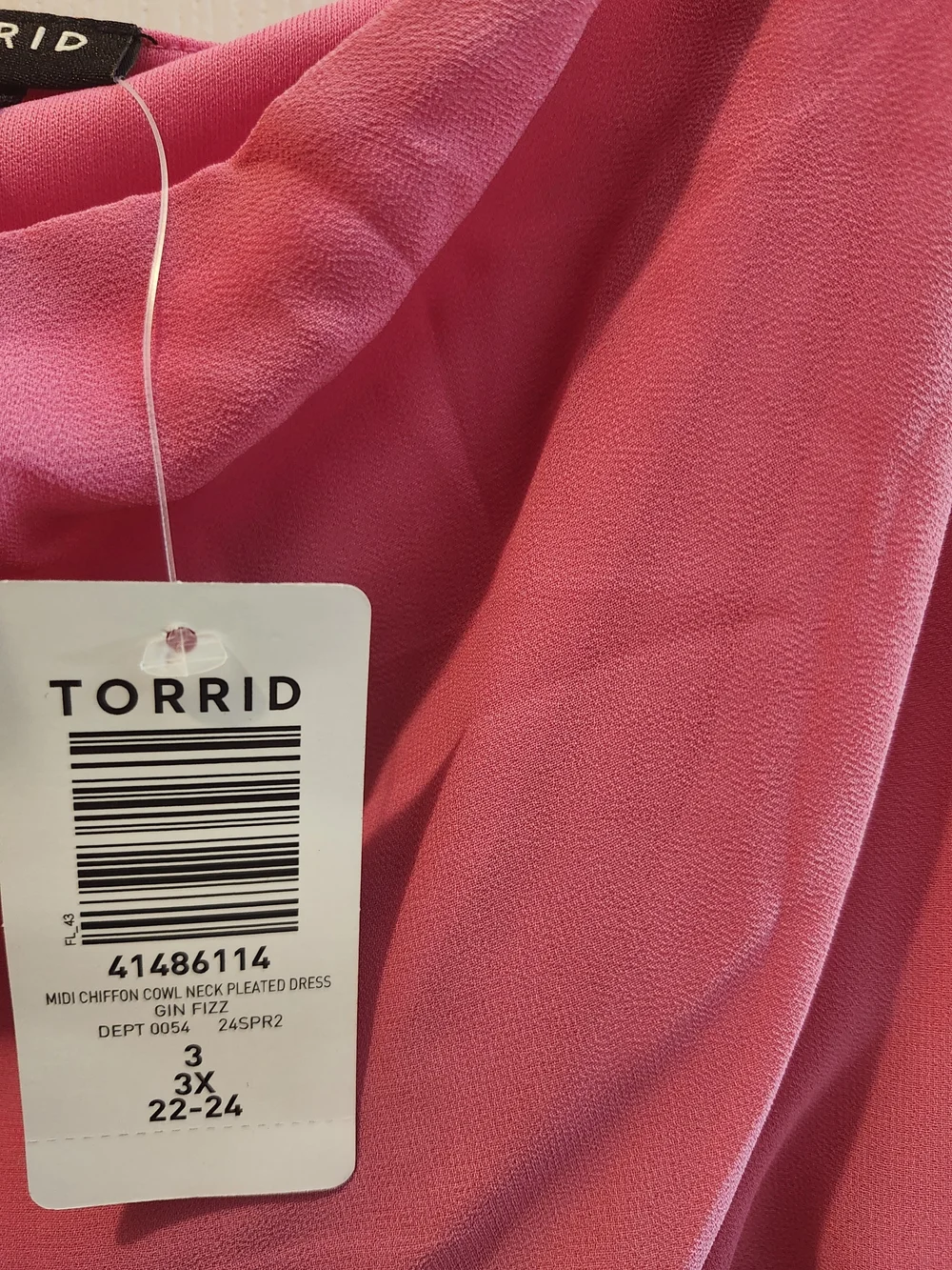 Torrid Hot Pink Cowl Neck Midi Dress: NWT, 3x - Picture 4 of 4